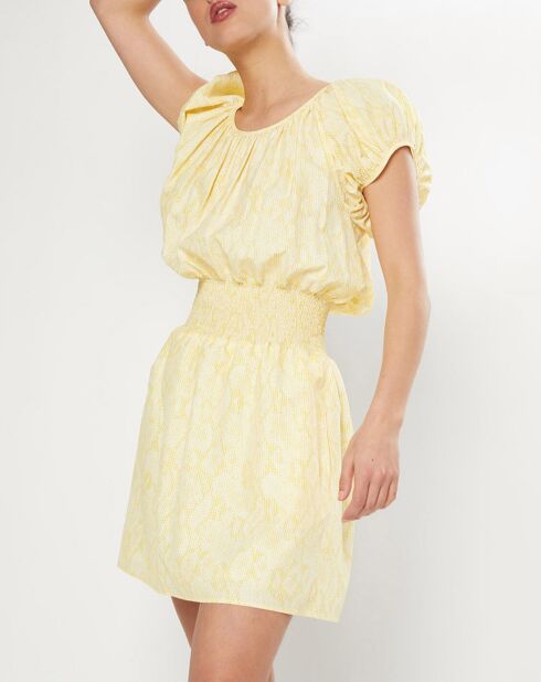 Robe Smocked Waisted jaune