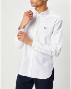 Chemise droite Oxford patch blanche