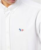 Chemise droite Oxford patch blanche