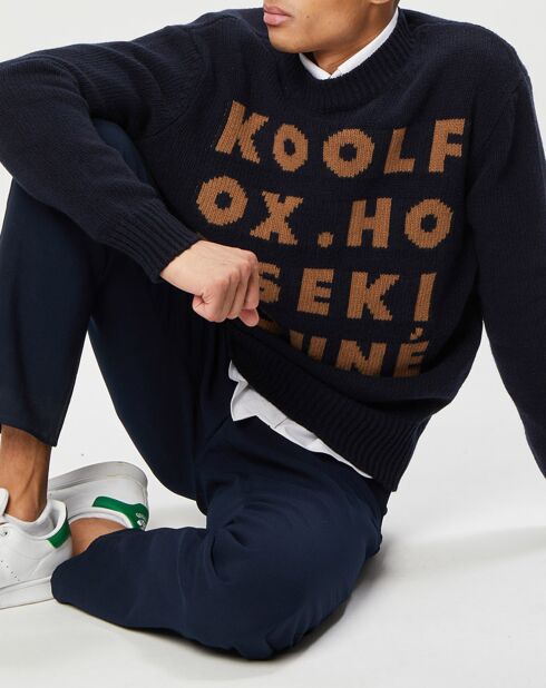 Pull 100% Laine Laine Jacquard Kool Fox bleu marine