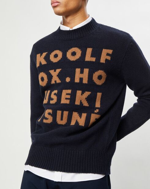 Pull 100% Laine Laine Jacquard Kool Fox bleu marine