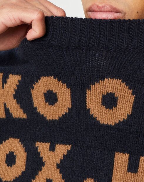 Pull 100% Laine Laine Jacquard Kool Fox bleu marine