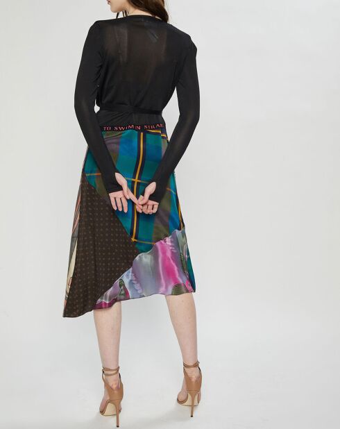 Robe Hybrid-Wrap noir/multicolore