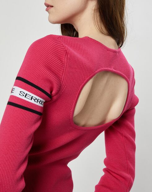 Pull en Laine mélangée Open-Back Ribbed rose fushia