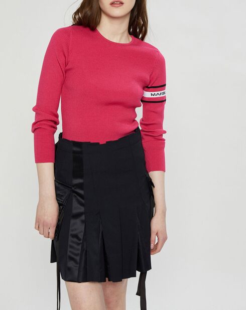 Pull en Laine mélangée Open-Back Ribbed rose fushia