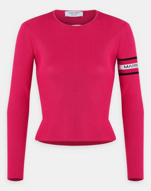 Pull en Laine mélangée Open-Back Ribbed rose fushia