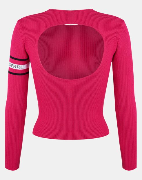 Pull en Laine mélangée Open-Back Ribbed rose fushia