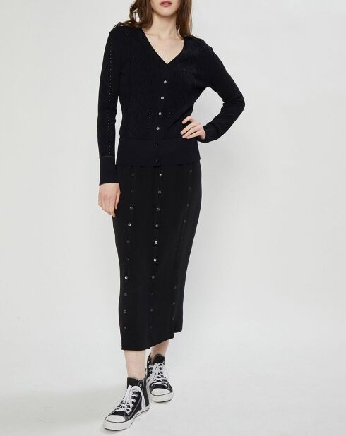 Cardigan Lunar-Pointelle noir