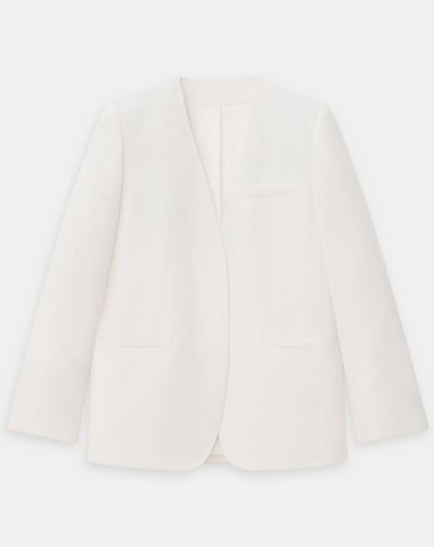 Chaqueta blazer blanca sin cuello