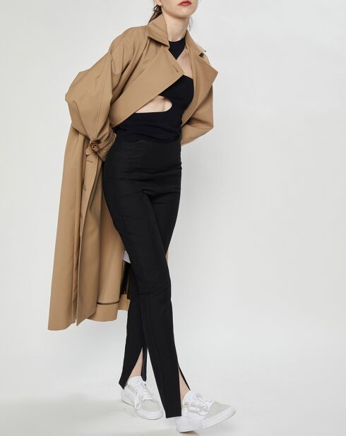 Pantalon skinny en Lin mélangé Slit noir