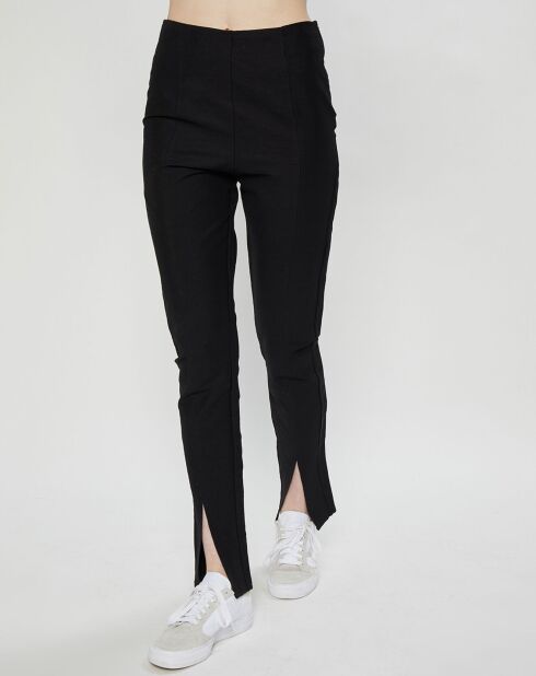 Pantalon skinny en Lin mélangé Slit noir
