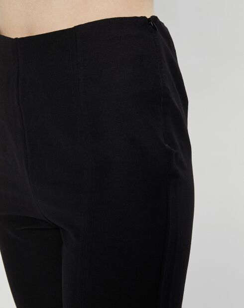 Pantalon skinny en Lin mélangé Slit noir