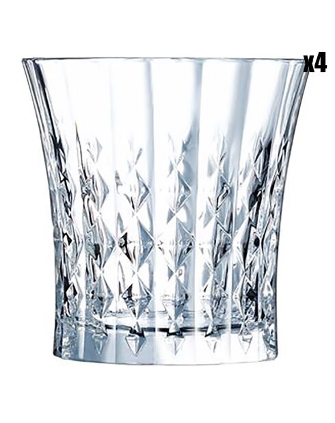 4 Verres bas Lady Diamond  transparents - 27cl
