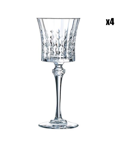 4 Verres à pied Lady Diamond transparents - 19cl