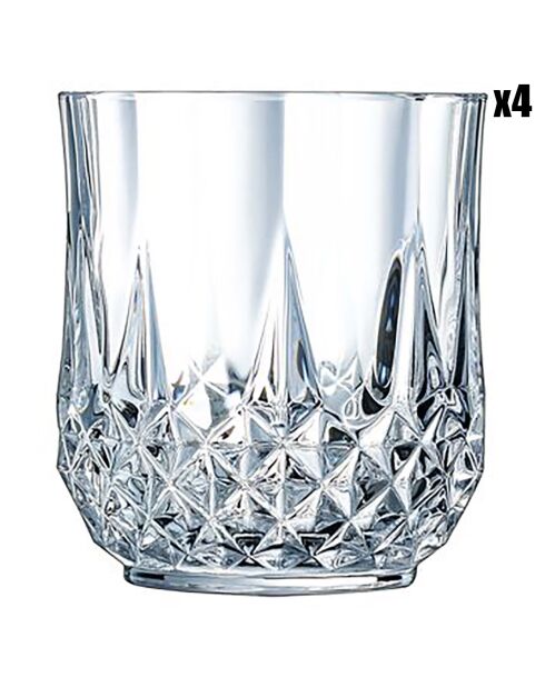 4 Verres bas Longchamp transparents - 32cl