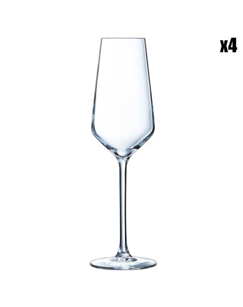 4 Flûtes à champagne Ultime transparentes - 21cl