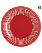 6 Assiettes creuses Factory rouges - D.21.5 cm