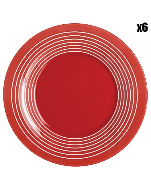 6 Assiettes creuses Factory rouges - D.21.5 cm