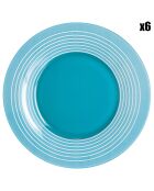 6 Assiettes creuses Factory bleues - D.21.5 cm