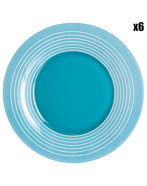 6 Assiettes dessert Factory bleues - D.20 cm