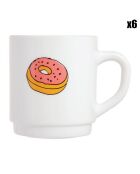 6 Mugs Donut Pop Gourmandise blancs - 29cl