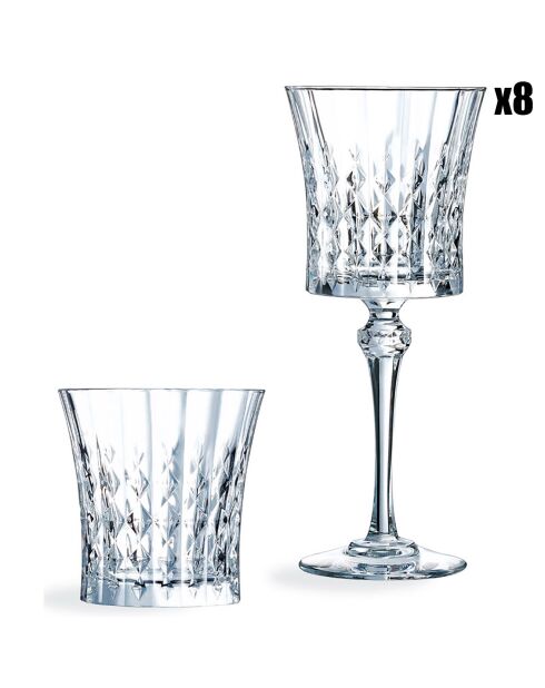 Services de verres Lady Diamond transparent - 16 Pièces