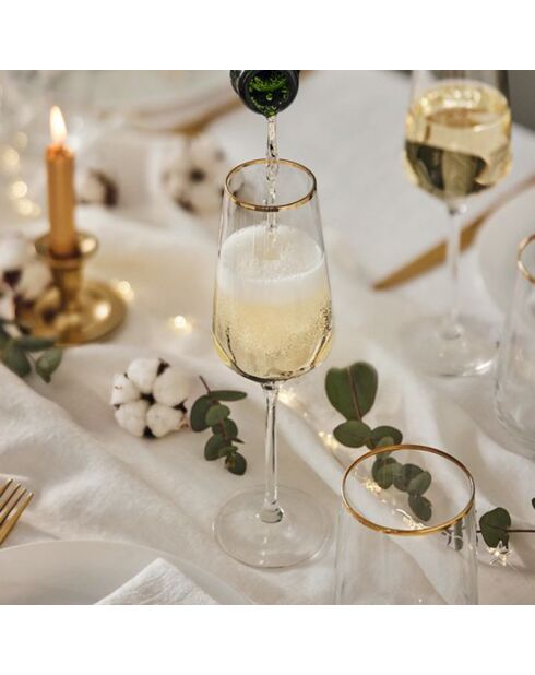 16 verres Ultime Bord transparent bord doré