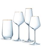 16 verres Ultime Bord transparent bord doré