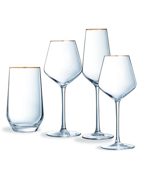 16 verres Ultime Bord transparent bord doré