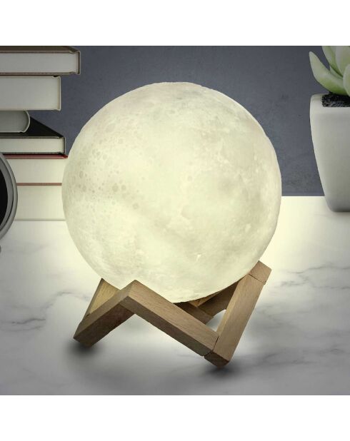 Lámpara táctil 3D redonda con forma de luna - D.15 cm