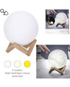 Lámpara táctil 3D redonda con forma de luna - D.15 cm