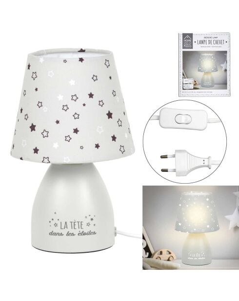 Lámpara de mesita de noche gris