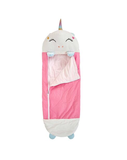 Sac de couchage convertible licorne blanc/rose - 130x50 cm