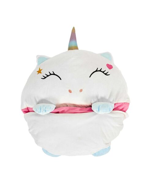 Sac de couchage convertible licorne blanc/rose - 130x50 cm