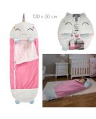 Sac de couchage convertible licorne blanc/rose - 130x50 cm