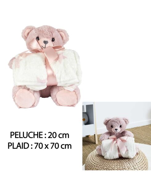 Oso de peluche 20 cm + tela escocesa 70x70 cm