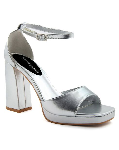 Silberne Sandalen von Léa - 10 cm Absatz