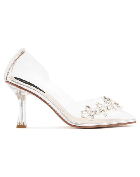 Escarpins Sophie transparent/argenté - Talon 8 cm