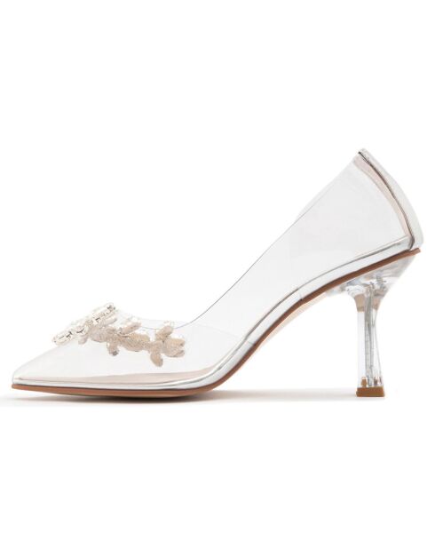 Escarpins Sophie transparent/argenté - Talon 8 cm
