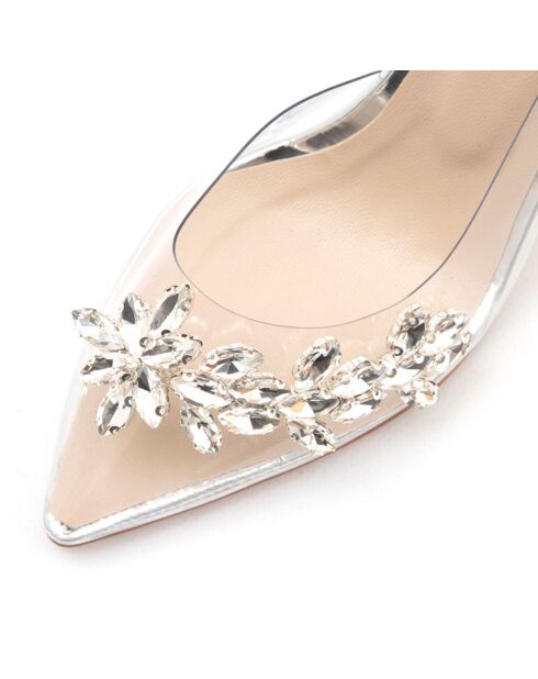 Escarpins Sophie transparent/argenté - Talon 8 cm