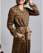 Robe longue Evy fluide imprimée ocre