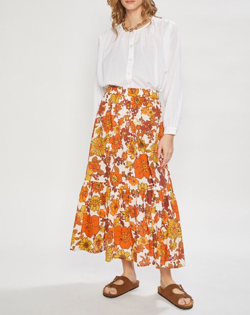 Falda Danae naranja con volantes