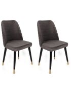 2 Chaises Hugo anthracite/noir/doré - 50x90x49 cm