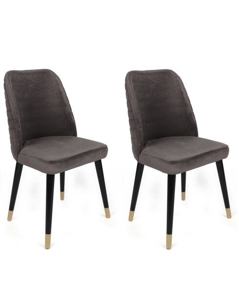 2 Chaises Hugo anthracite/noir/doré - 50x90x49 cm