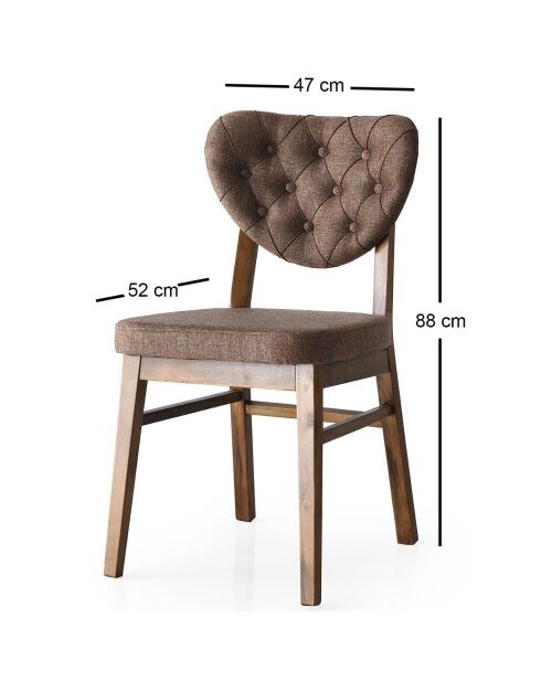2 Chaises Elma marron - 47x52x88 cm