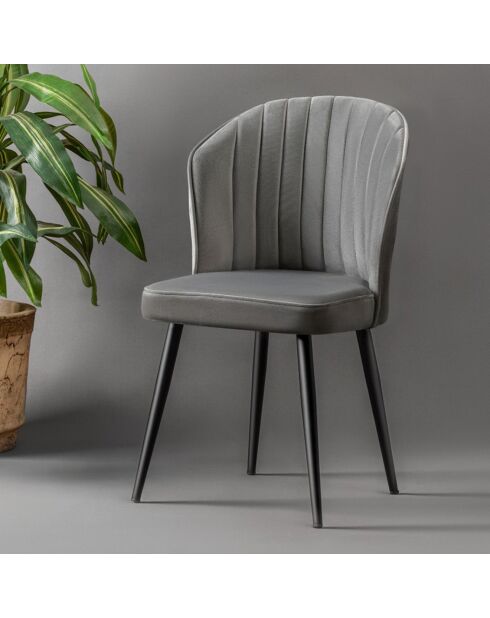 4 Chaises Rubi gris/noir - 52x85x42 cm