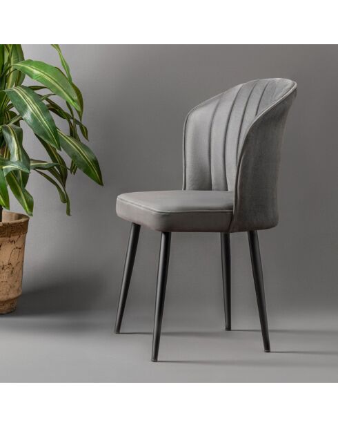 4 Chaises Rubi gris/noir - 52x85x42 cm