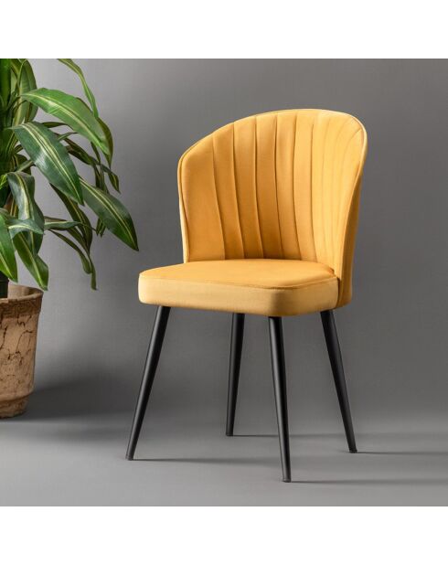 4 Chaises Rubi jaune/noir - 52x85x42 cm