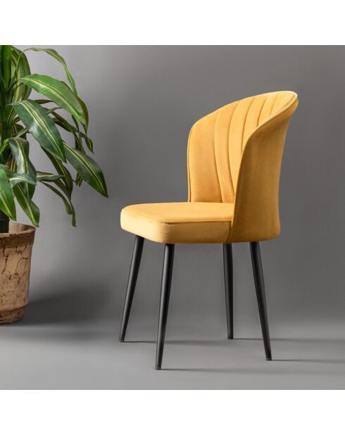 4 Chaises Rubi jaune/noir - 52x85x42 cm