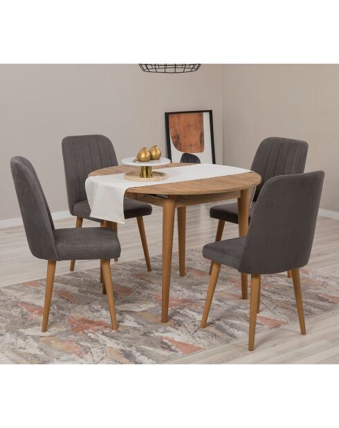 Tables extensible + 4 Chaises Vina pin/anthracite
